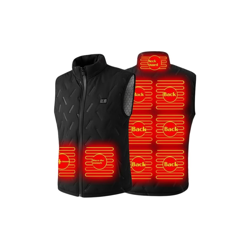 Svart elektrisk värmevast HeatPulse med USB-laddning och quiltad design