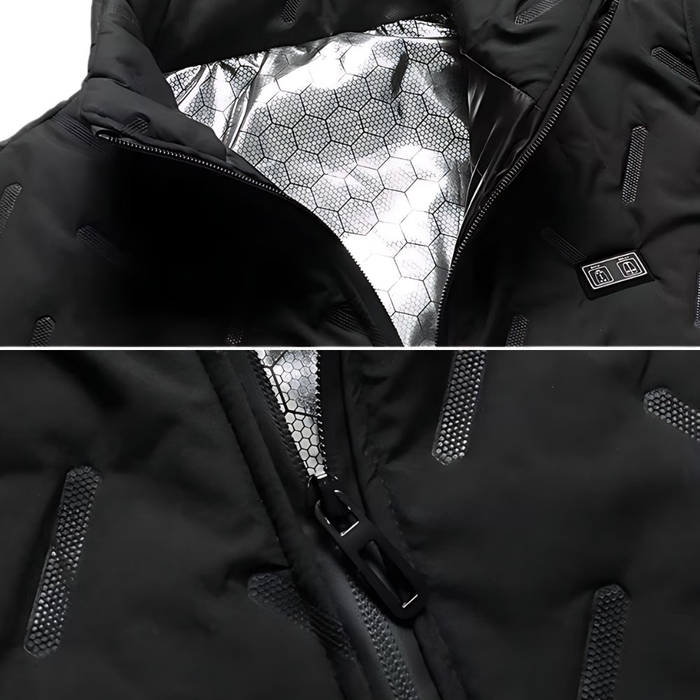 svart (visar detaljer av) elektrisk värmevast HeatPulse med USB-laddning och quiltad design